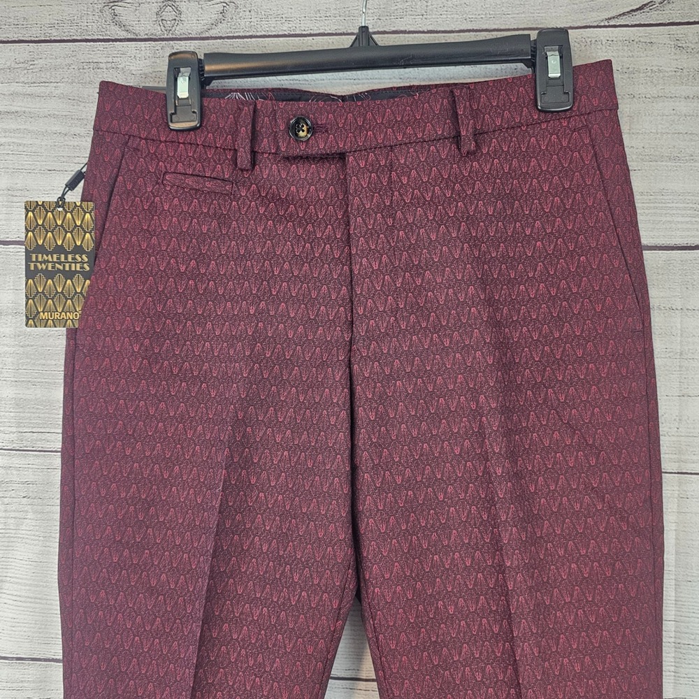 Murano Evan 29x30 Extra Slim Fit Timeless Twenties Red & Black Pants NWT L804